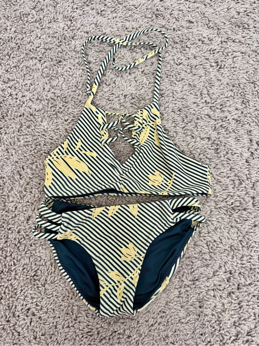 O'Neill Yellow and Black Striped Kids Bikini